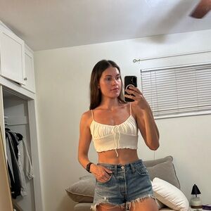 Princess Polly Ivory Ruched Crop Top